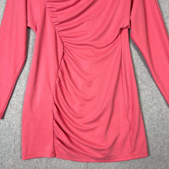 Acler Pink Fulham Draped Long Sleeve Mini Dress Size 10 - Picture 4 of 10